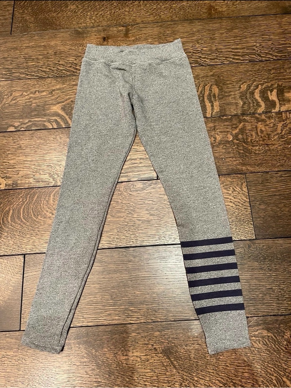 Sundry Gray Leggings with Navy Stripe Accents